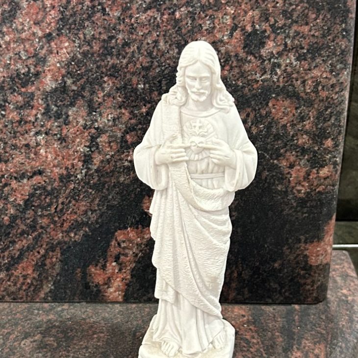 Marble Sacred Heart memorial statue