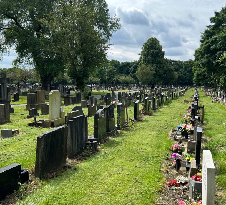 Memorials on plot 1 in Agecroft Cemetery