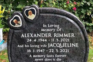 Cremation Headstone with Ceramic Portraits